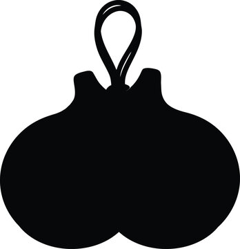 Black silhouette of a pear with loop minimalist fruit illustration