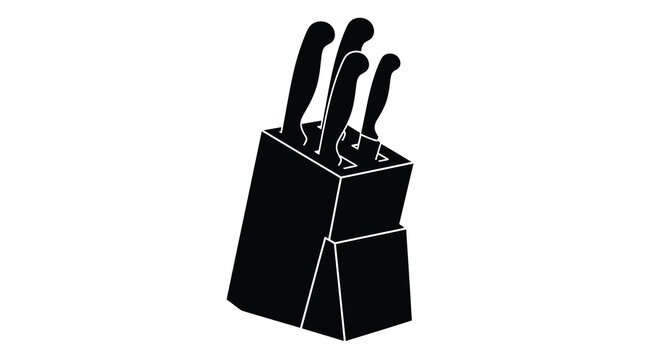 knife block silhouette with black knives on white background high quality professional detailed modern elegant stylish clean crisp vibrant colorful