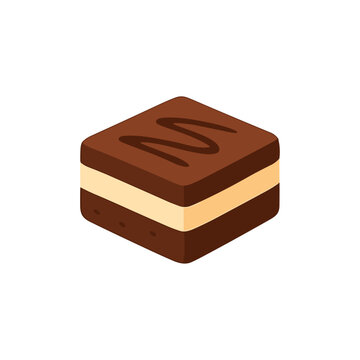 Chocolate Cream-Top Petit Four icon logo flat vector design