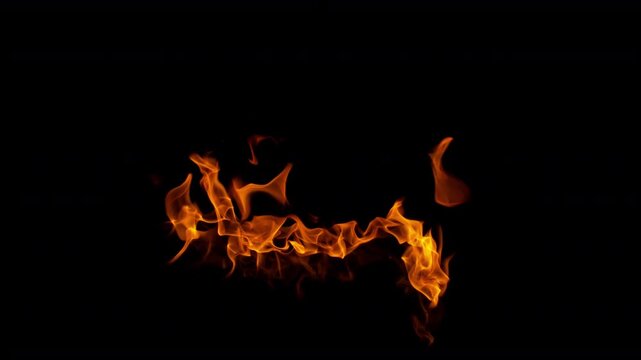 Super Slow Motion Shot of Fire Flames Isolated on Black Background at 1000fps.