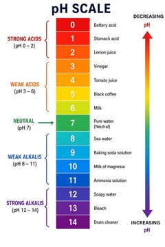 Chemistry Learning Chart Illustrating Acidic to Alkaline pH Scale 0&ndash;14