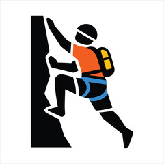 Fototapeta premium Adventurous man climbing steep rock face during outdoor expedition Vector Illustration Isolated on white background
