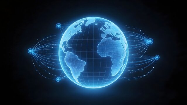 Glowing digital globe with network connections