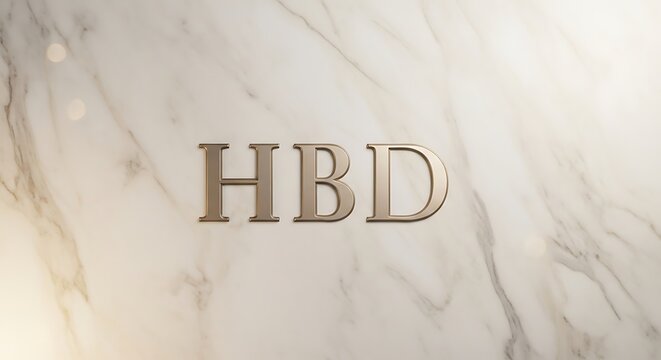 hbd gold foil letters on white marble background for birthday celebration