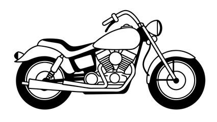 Fototapeta premium Classic Motorcycle Cruiser Illustration, Heavy Motorbike Vehicle Side View