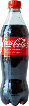 Coca cola original taste pet bottle 500ml front isolated on transparent background