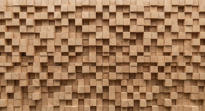 Abstract wooden cube texture background. Natural material, geometric pattern and design backdrop concept