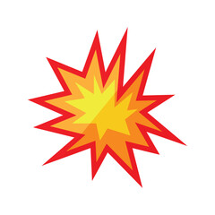 Fototapeta premium Dynamic burst of sharp angled shapes and vivid colors on white background, comic style explosion icon conveying speed, impact, surprise, energy, sale or alert message