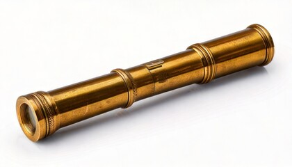 Fototapeta premium Antique brass spyglass telescope for nautical exploration and vintage decor.