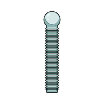 Metal threaded rod component featuring a spherical end, providing a crucial element for mechanical fastening, construction, and detailed engineering diagrams