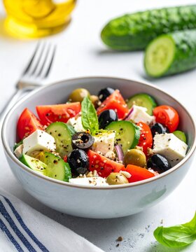 Mediterrane Bowl mit Feta & Oliven