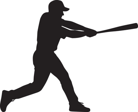 Silhouette of a baseball player swinging a bat Vector