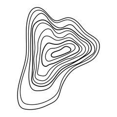 Abstract black contour lines form an organic, flowing pattern suggesting topographic mapping, data visualization, spatial depth and movement on a clean white background for modern design © PikePicture