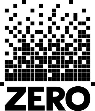 minimal vector symbol featuring the word zero, designed for low calorie products, modern style suitable for beverage branding and packaging