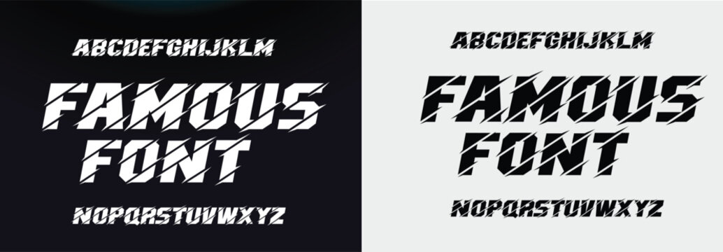 Racing sport font, automotive type for modern dynamic logo, headline, auto car branding and merchandise, typography and packaging. Wide bold italic letters, vector typographic design