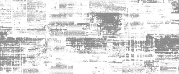 Obraz premium Faded grey newspaper text pattern with distressed grunge effect and scattered dots print