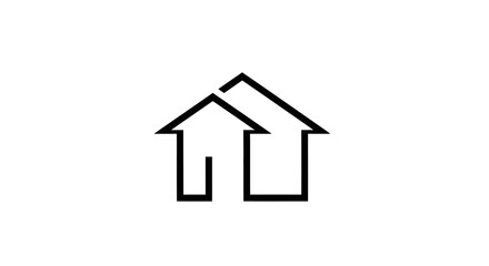 Fototapeta premium Minimalist Black Line Icon Representing Two Overlapping Houses for Real Estate Logo.