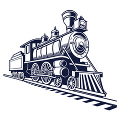 Antique steam locomotive train engine illustration with locomotive railroad transport transportation industrial machinery mechanical engineering illustration silhouette steamship movement © Sp
