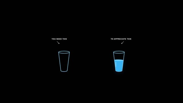 Glass with and without water comparison.