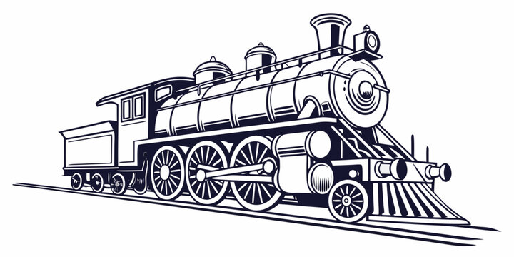 Classic steam locomotive silhouette graphic illustration with steam engine locomotive transportation railroad illustration monochrome transport silhouette technology mechanical industry
