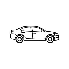 Fototapeta premium Simple sedan car outline drawing