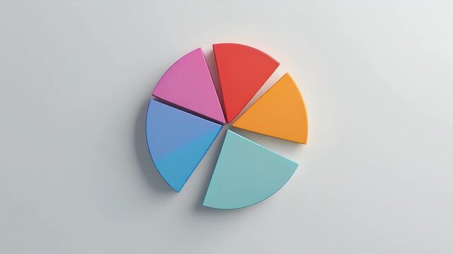 A colorful pie chart with six sections on a gray background