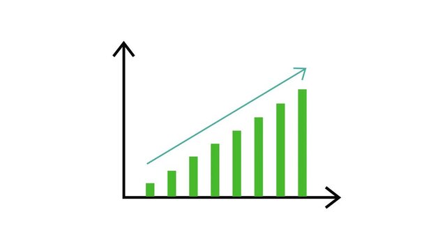 A green bar graph shows an upward trend with a blue arrow on a white background.