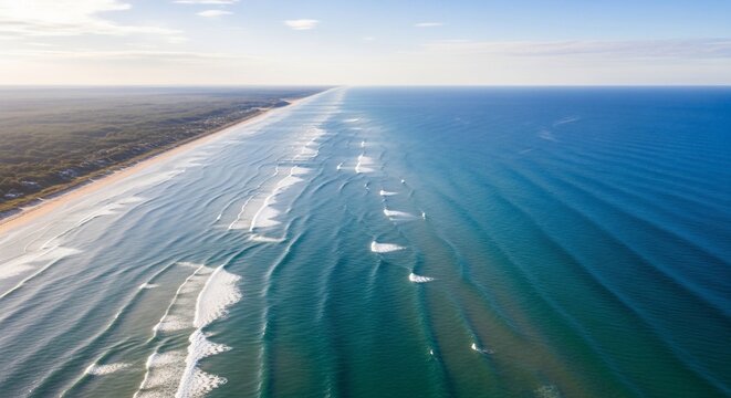 Aerial view ocean coastline