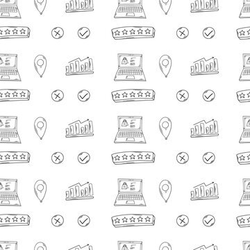shopping pattern. online shopping seamless pattern. doodle digital shopping seamless pattern background