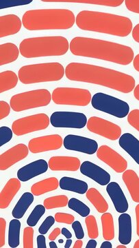 Vertical video: Looping, coral navy bars shifting upward on white, pulsing with blotch