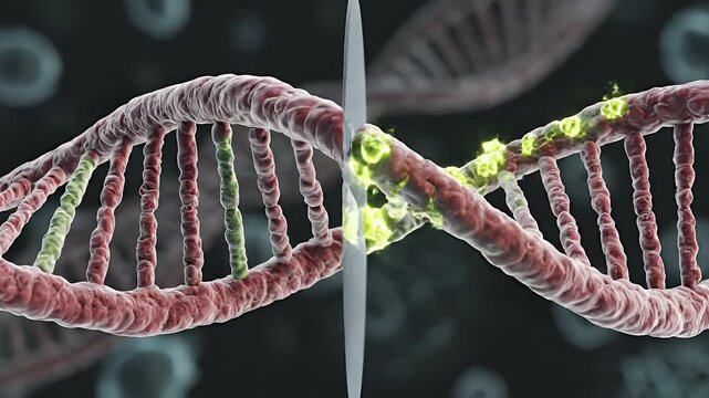 High Quality 3D CGI Visualization of DNA Helix Structure in a Microscopic Environment at 3840x2160 Resolution