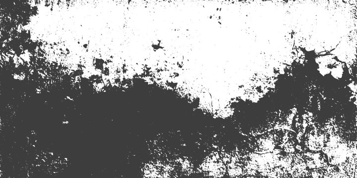 Black and White Grunge Distress Texture Vector Background with Grainy Splatter Effect