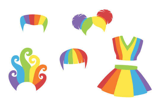 Rainbow fun wigs and costumes