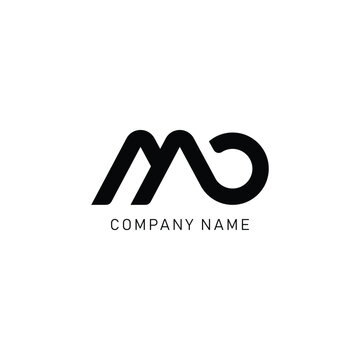 MO Minimalist Logo Design,  Letter MO, OM ,  Black  Color Abstract letter icon MO logo. M O,  