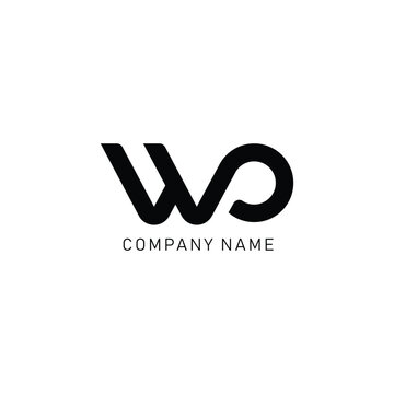 WO Minimalist Logo Design,  Letter WO, OW ,  Black  Color Abstract letter icon WO logo. W O,  