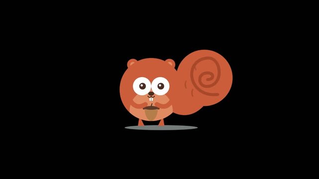 Cartoon Squirrel on Black Background.