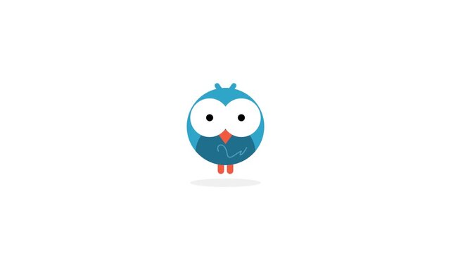 Cartoon blue bird with big eyes.