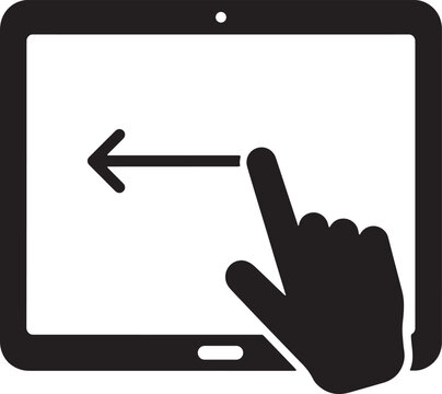 Tablet swipe left gesture icon touchscreen navigation hand vector illustration