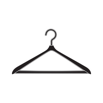 Black clothes hanger vector illustration icon isolated on white background