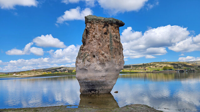 Beautiful fairy chimneys by the side of Emre Lake, located between D&ouml;ğer town and Bayramaliler village in the İhsaniye district of Afyonkarahisar, Turkey, is considered the natural gem of the Phrygian