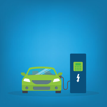 Electric Car Charging Station Concept Green Vehicle Energy Eco Transportation Future