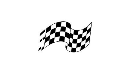 Fototapeta premium Checkered Flag Icon Representing Speed and Race Victory on White Background