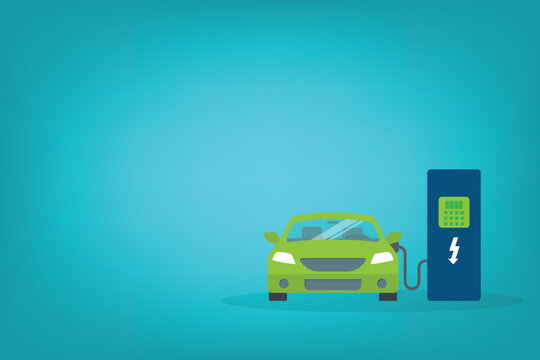 Electric Car Charging Station Concept Green Vehicle Energy Eco Transportation Future