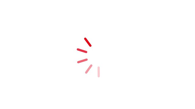Red loading spinner with fading lines on a white background progress indicator