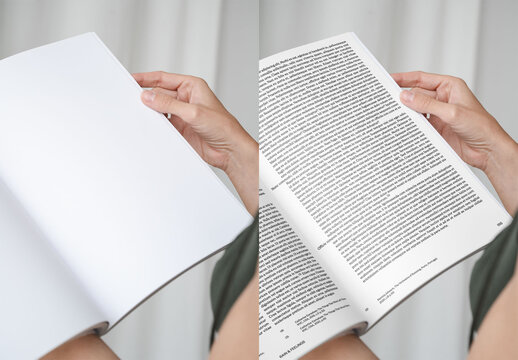 Mockup Of Person Reading Customized Magazine