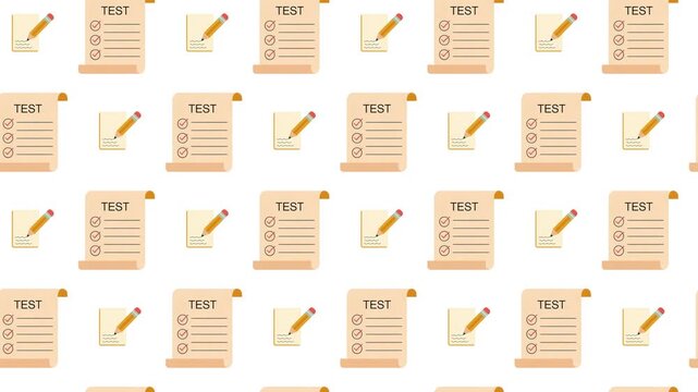 Academic Exam Paper and Pencil Seamless Pattern Background, school testing and education concept