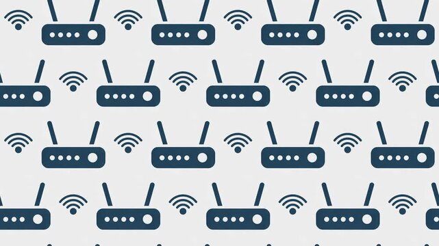 Wifi Router and Wireless Signal Seamless Pattern Background, internet connectivity and tech concept