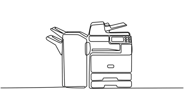 Modern multifunction printer with paper tray and scanner on white surface Vector