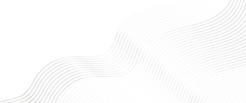 Abstract flowing thin grey lines forming wave patterns on a white background