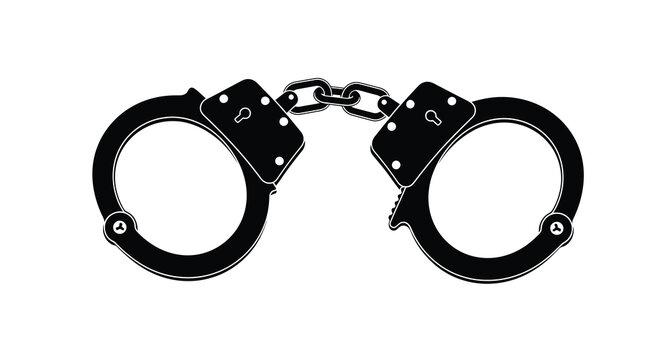 handcuffs black and white vector illustration on white background